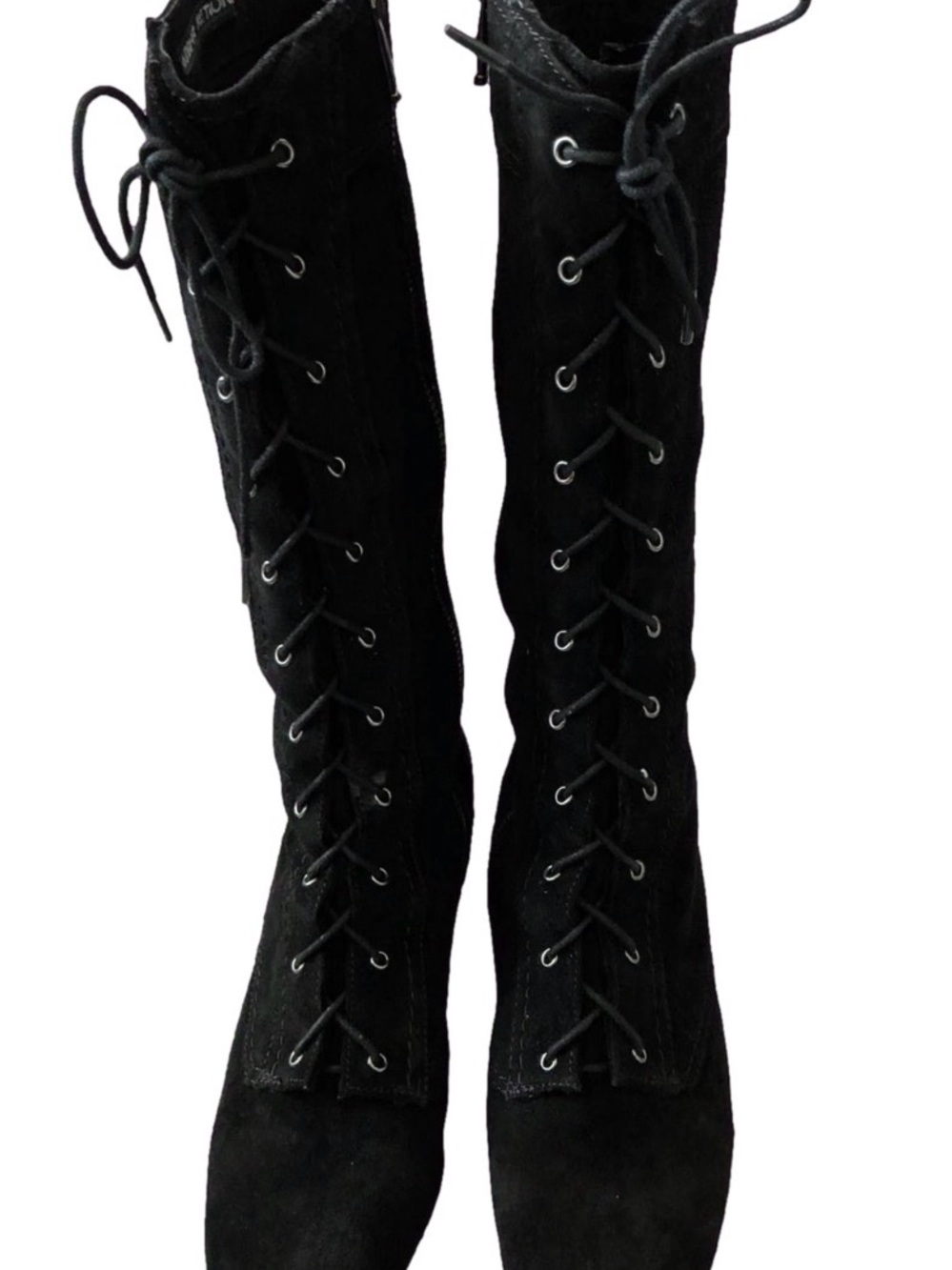 Women's Black Lace-Up Knee-High Boots